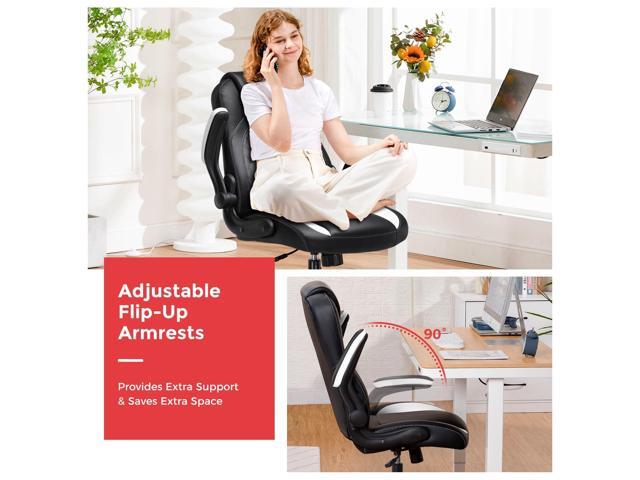 COMHOMA Office Computer Gaming Chair Ergonomic Desk Chair for Adults with Lumbar Support Flip-Up Arms Adjustable Height Swivel Wheels PU Leather...