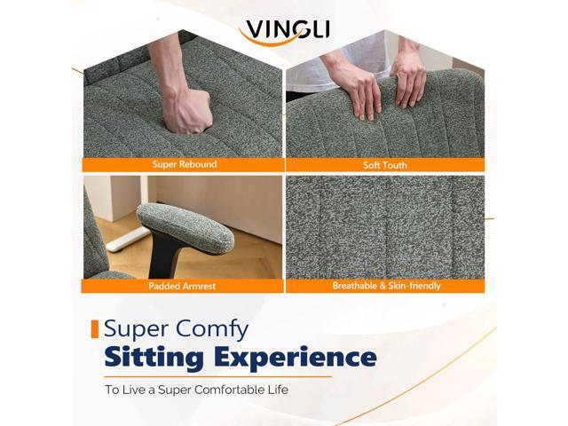VINGLI Criss Cross Chair with Adjustable Flip-Up Arms,Cross Legged Chair with Wheels, Extra Wide Office Chair,Cozy Desk Chair for Home Office,...