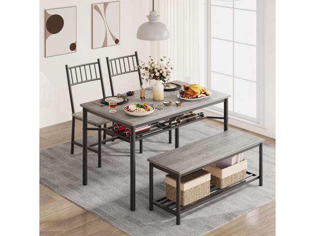 Garvee Dining Table Set for 4 with Bench and Chairs, 4-Piece Kitchen Table Set with Storage Space-Saving Dining Table for Apartments and Dining...