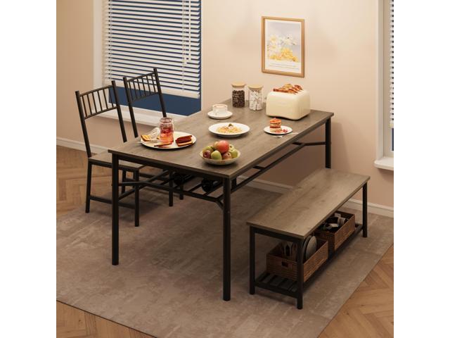 Garvee Dining Table Set for 4 with Bench and Chairs, 4-Piece Kitchen Table Set with Storage Space-Saving Dining Table for Apartments and Dining...