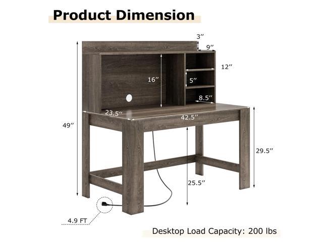Tangkula Computer Desk with Hutch & Charging Station, Home Office Writing Study Desk with Storage Shelves, Cable Management Hole, Laptop Desk, Desk...