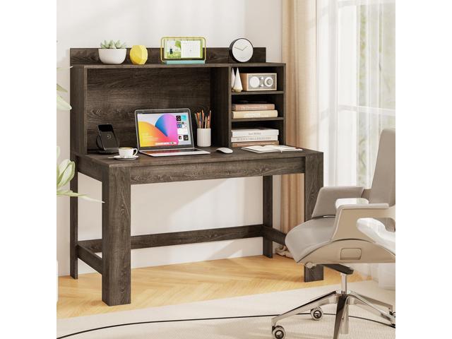 Tangkula Computer Desk with Hutch & Charging Station, Home Office Writing Study Desk with Storage Shelves, Cable Management Hole, Laptop Desk, Desk...