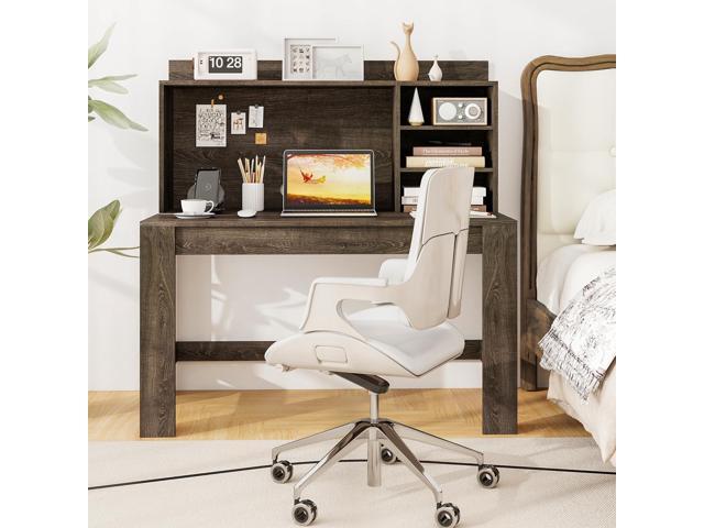Tangkula Computer Desk with Hutch & Charging Station, Home Office Writing Study Desk with Storage Shelves, Cable Management Hole, Laptop Desk, Desk...