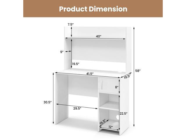 Tangkula Computer Desk with Hutch, Home Office Desk with Raised Display Shelf & 2 Open Shelves, Cabinet with Door, Cable Management Holes, Modern...