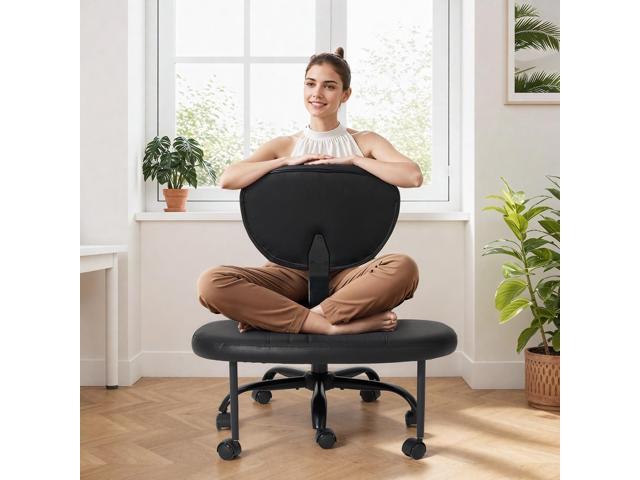 Ergonomic Cross Legged Chair with Adjustable Height, Kneeling Desk Chairs for Meditation, Yoga, 360° Swivel Wheels Active Sitting Chair with Lumbar...