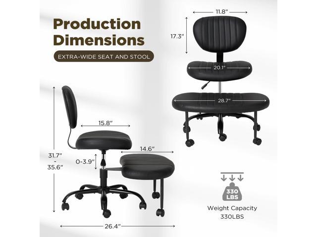 Ergonomic Cross Legged Chair with Adjustable Height, Kneeling Desk Chairs for Meditation, Yoga, 360° Swivel Wheels Active Sitting Chair with Lumbar...