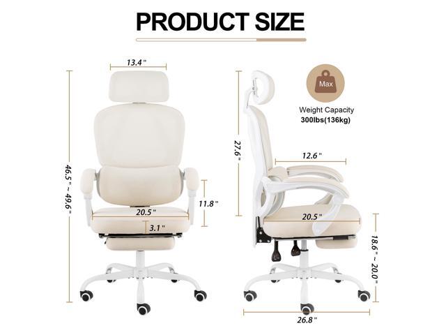 Mesh Ergonomic Office Chair with Footrest,90-135 Comfy Reclining Chairs,Home Office Desk Chair with Adjustable Lumbar Support & Headrest, High Back...