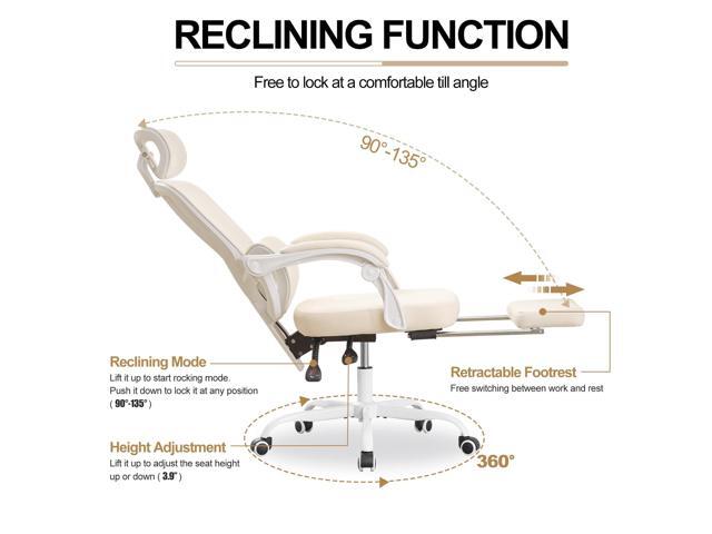 Mesh Ergonomic Office Chair with Footrest,90-135 Comfy Reclining Chairs,Home Office Desk Chair with Adjustable Lumbar Support & Headrest, High Back...