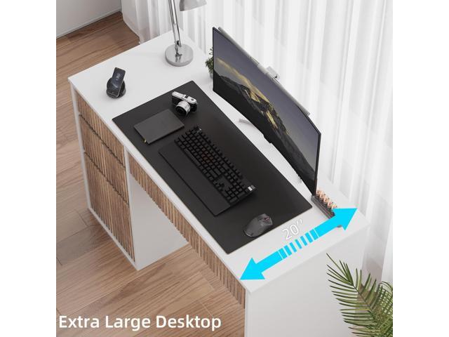 4 EVER WINNER White Desk with Drawers, 48 Inch Computer Desk with Hidden Handle and Storage Cabinet, Writing Desk with Drawers for Home Office...