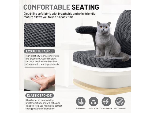 Criss Cross Office Chair with Wheels & Flip-Up Arms Wide, Cushioned Fabric Swivel Desk Chair for Home, Bedroom, Vanity, Apartment, Dorm, or Study