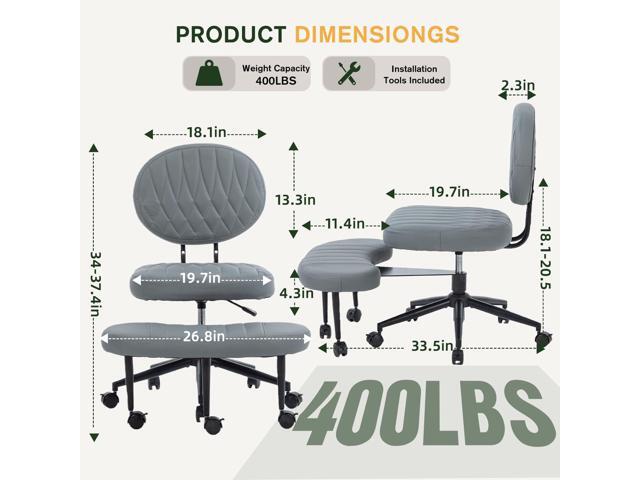 Ergonomic Cross Legged Office Chair with Adjustable Height, 360° Rotating Footrest, Removable Cushion & Backrest Covers, Wide Seat and Backrest for...