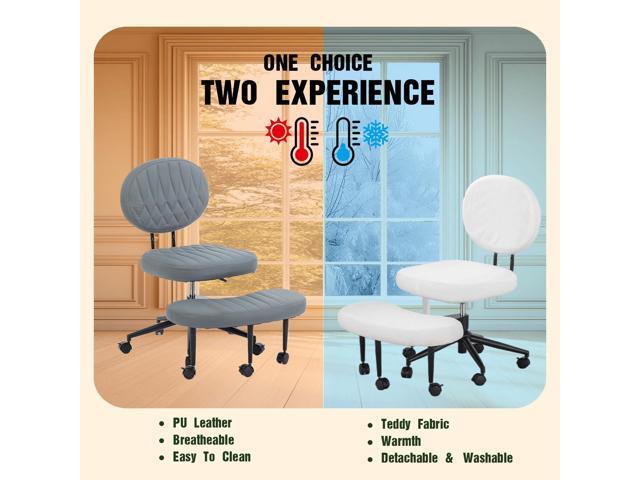 Ergonomic Cross Legged Office Chair with Adjustable Height, 360° Rotating Footrest, Removable Cushion & Backrest Covers, Wide Seat and Backrest for...
