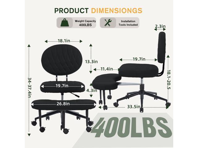 Ergonomic Cross Legged Office Chair with Adjustable Height, 360° Rotating Footrest, Removable Cushion & Backrest Covers, Wide Seat and Backrest for...