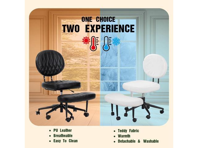 Ergonomic Cross Legged Office Chair with Adjustable Height, 360° Rotating Footrest, Removable Cushion & Backrest Covers, Wide Seat and Backrest for...