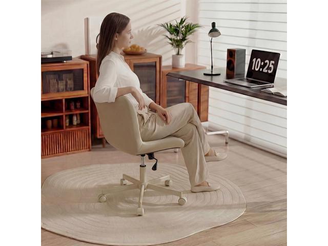 Armless Desk Chair, Morden Home Office Chair no Arms, Adjustable Height & Rocking Computer Chair, PU Leather Vanity Chair, Ergonomic Seat Soft...