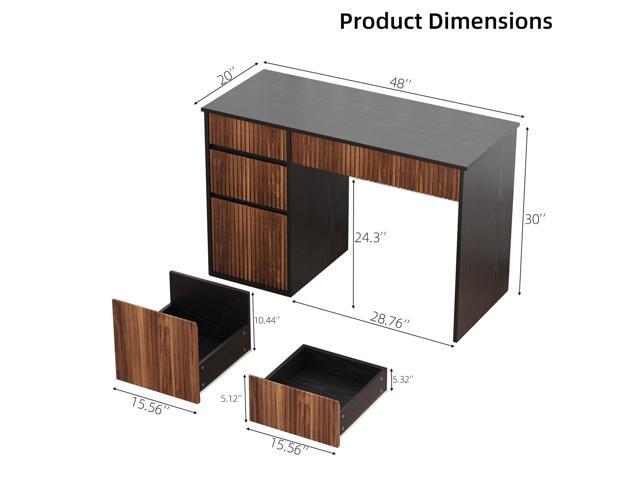 4 EVER WINNER 48 Inch Small Desk with Drawers, Computer Desk with Drawers and Storage Cabinet, Office Desks with Hidden Handle for Home Living...