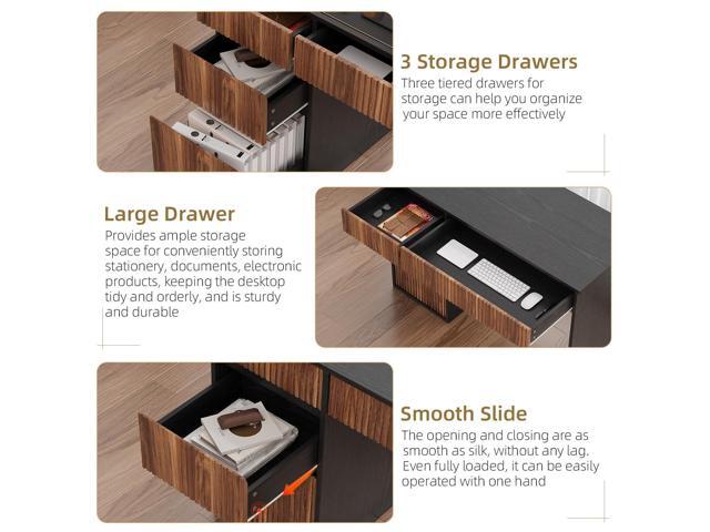 4 EVER WINNER 48 Inch Small Desk with Drawers, Computer Desk with Drawers and Storage Cabinet, Office Desks with Hidden Handle for Home Living...
