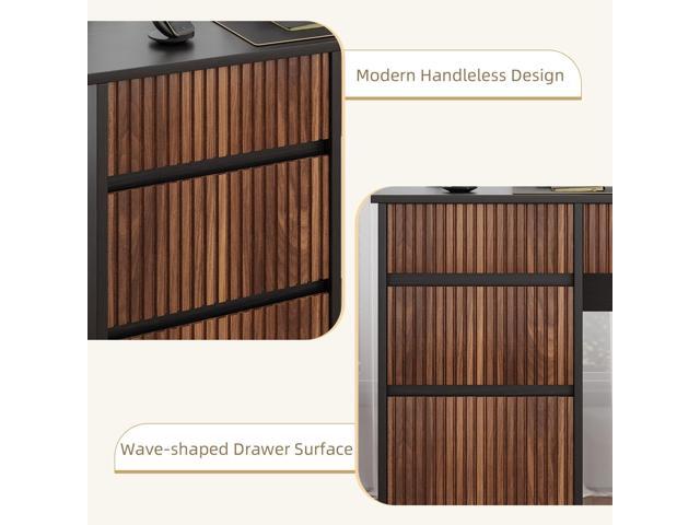 4 EVER WINNER 48 Inch Small Desk with Drawers, Computer Desk with Drawers and Storage Cabinet, Office Desks with Hidden Handle for Home Living...