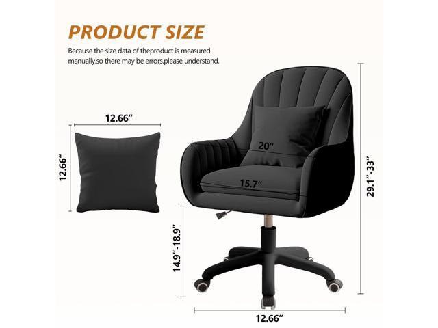 Cute Home Office Chair Velvet Upholstered Desk Chairs with Mid Back Swivel Adjustable Makeup Vanity Computer Chair with Wheels