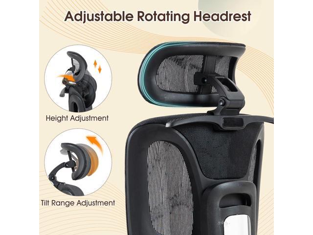 ECOTOUGE Mesh Desk Chair, Ergonomic Office Chair with Lumbar Support, Adjustable Headrest & 3D Armrests, Reclining High Back Chair for Home, Black...