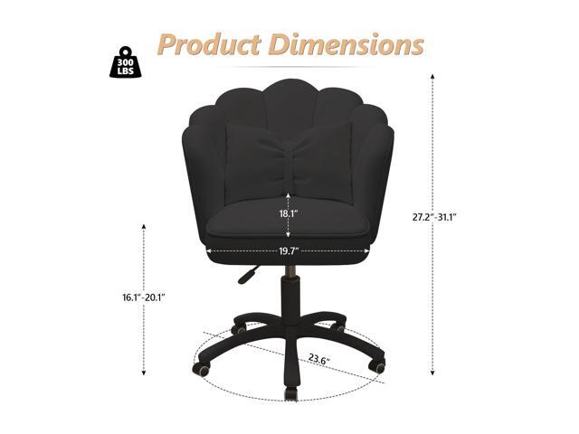 Home Office Desk Chair Swivel Rolling Vanity Chair with Silent Wheels and Comfortable Back, Adjustable Height Upholstered Computer Task Chair for...