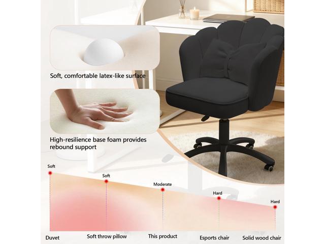 Home Office Desk Chair Swivel Rolling Vanity Chair with Silent Wheels and Comfortable Back, Adjustable Height Upholstered Computer Task Chair for...