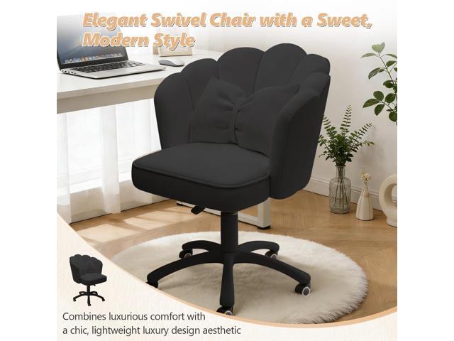 Home Office Desk Chair Swivel Rolling Vanity Chair with Silent Wheels and Comfortable Back, Adjustable Height Upholstered Computer Task Chair for...