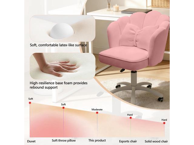 Home Office Desk Chair Swivel Rolling Vanity Chair with Silent Wheels and Comfortable Back, Adjustable Height Upholstered Computer Task Chair for...