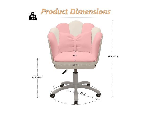 Home Office Desk Chair Swivel Rolling Vanity Chair with Silent Wheels and Comfortable Back, Adjustable Height Upholstered Computer Task Chair for...