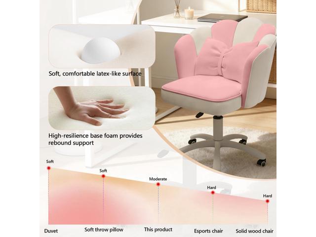 Home Office Desk Chair Swivel Rolling Vanity Chair with Silent Wheels and Comfortable Back, Adjustable Height Upholstered Computer Task Chair for...