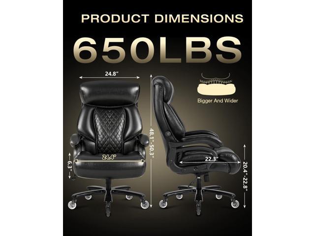 650lbs Big and Tall Office Chair,Heavy Duty Office Chair for Heavy People,High Back Executive Desk Chair with Lumbar Support for Home Office