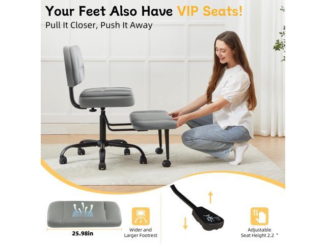 Cross Legged Office Chair with Wheels, Criss Cross Chair with Wider Thicken Seat, ADHD Meditation Chair with Adjustable Footstool for Adults, Yoga...