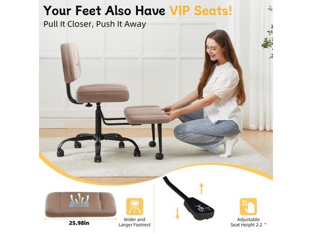 Cross Legged Office Chair with Wheels, Criss Cross Chair with Wider Thicken Seat, ADHD Meditation Chair with Adjustable Footstool for Adults, Yoga...