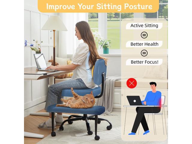 Cross Legged Office Chair with Wheels, Criss Cross Chair with Wider Thicken Seat, ADHD Meditation Chair with Adjustable Footstool for Adults, Yoga...