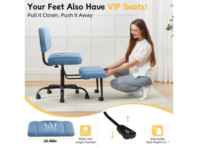 Cross Legged Office Chair with Wheels, Criss Cross Chair with Wider Thicken Seat, ADHD Meditation Chair with Adjustable Footstool for Adults, Yoga...