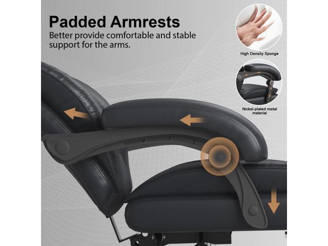 Big and Tall Office Chair, Executive Home Office Desk Chair, Leather Computer Chair with Retractable Footrest, Adjustable Headrest and Reclining...