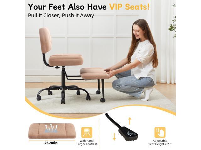 Cross Legged Office Chair with Wheels, Criss Cross Chair with Wider Thicken Seat, ADHD Meditation Chair with Adjustable Footstool for Adults, Yoga...