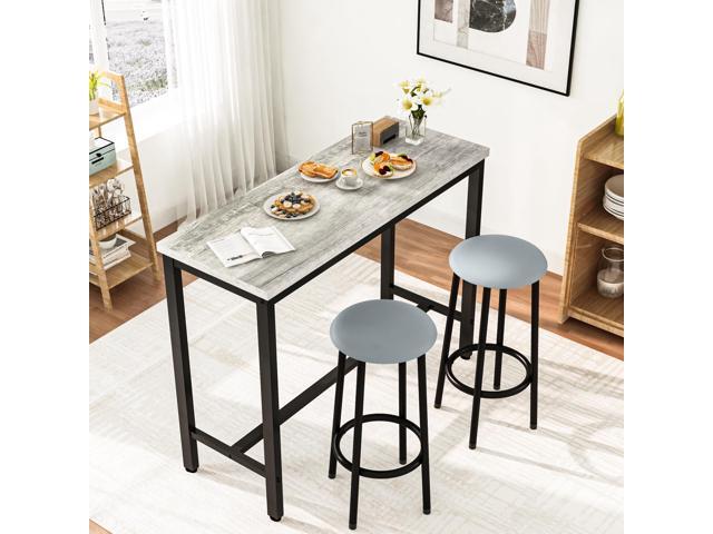 AWQM 39.3' Bar Table Set of 2,Faux Marble Pub Height Table and Chairs Set of 2 with Upholstered Stools,3 Piece Bar Table and Chairs Set Dining...