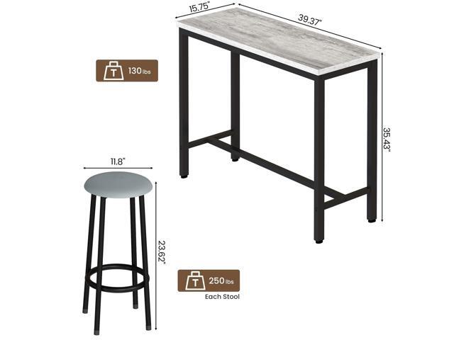AWQM 39.3' Bar Table Set of 2,Faux Marble Pub Height Table and Chairs Set of 2 with Upholstered Stools,3 Piece Bar Table and Chairs Set Dining...