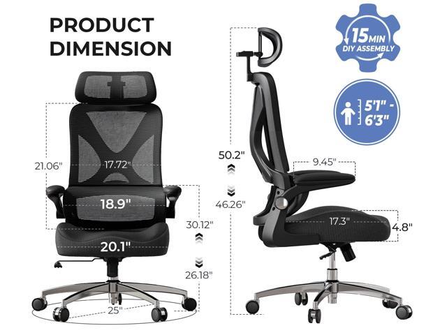 Ergonomic Office Chair with Headrest, Lumbar Support, Flip-Up Armrests, Thick Memory Foam Seat - 350lbs Capacity, Adjustable Height for Big & Tall,...