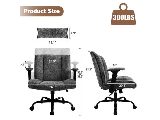 Criss Cross Chair with Wheels & Flip Arms, Wide Cross Legged Office Chair with Adjustable Tilt Criss-Cross Desk Chair with Lumbar Support for Home...