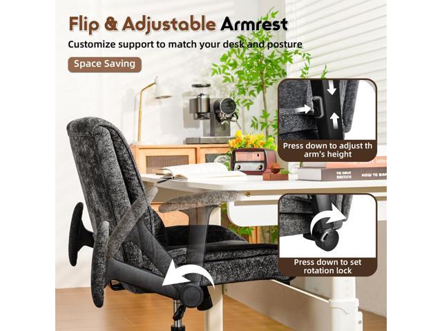 Criss Cross Chair with Wheels & Flip Arms, Wide Cross Legged Office Chair with Adjustable Tilt Criss-Cross Desk Chair with Lumbar Support for Home...