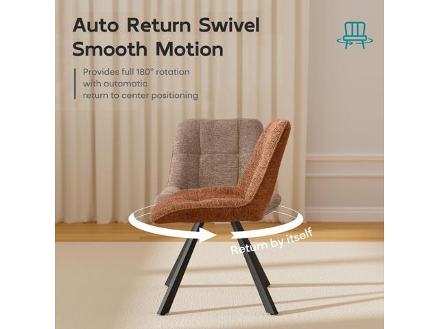 Small Desk Chair No Wheels, Swivel Velvet Vanity Chair No Arms, Armless Office Chair with Back and Metal Legs for Small Space, Bedroom, Home...