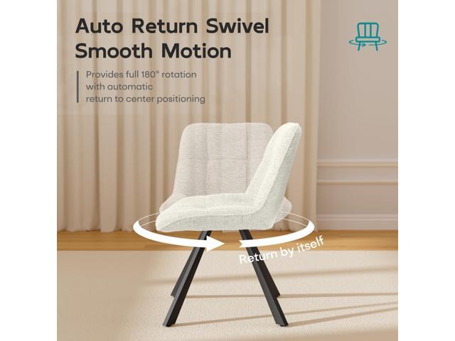 Small Desk Chair No Wheels, Swivel Velvet Vanity Chair No Arms, Armless Office Chair with Back and Metal Legs for Small Space, Bedroom, Home...