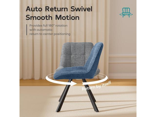Small Desk Chair No Wheels, Swivel Velvet Vanity Chair No Arms, Armless Office Chair with Back and Metal Legs for Small Space, Bedroom, Home...