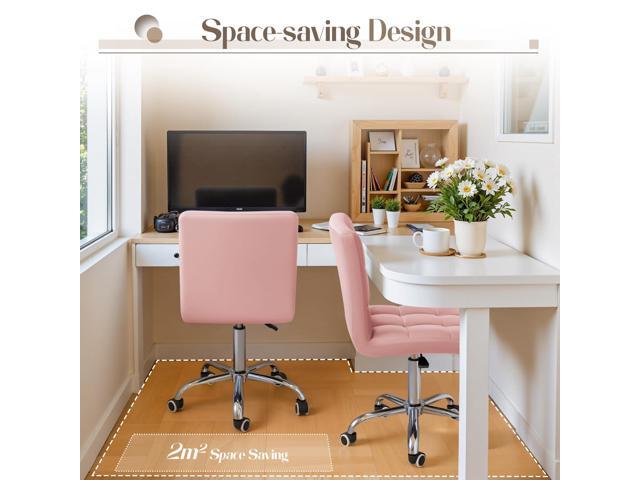 Furmax Mid-Back Office Task Chair Ribbed PU Leather Executive Chair Modern Adjustable Home Desk Retro Comfortable Work Chair 360 Degree Swivel with...