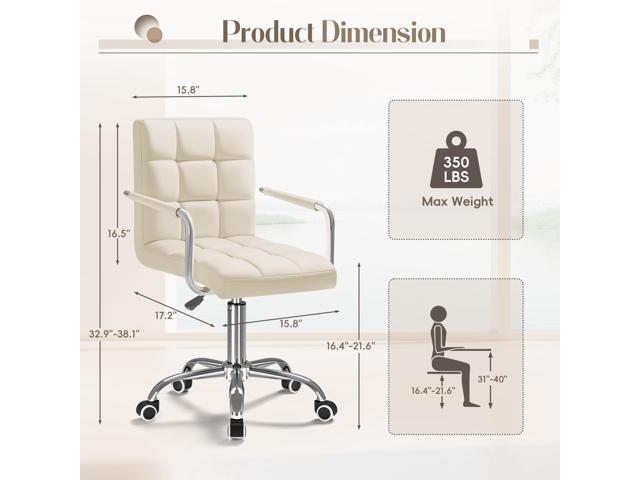 Furmax Mid-Back Office Task Chair Ribbed PU Leather Executive Chair Modern Adjustable Home Desk Retro Comfortable Work Chair 360 Degree Swivel with...