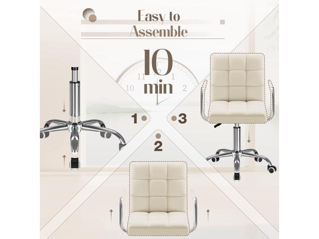 Furmax Mid-Back Office Task Chair Ribbed PU Leather Executive Chair Modern Adjustable Home Desk Retro Comfortable Work Chair 360 Degree Swivel with...