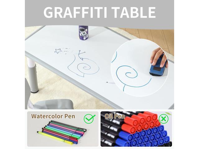 Kids Table and 4 Chairs Set, Height Adjustable Toddler Table and Chairs Set, Graffiti Desktop Children Activity Table for Ages 3-8, Daycare,...