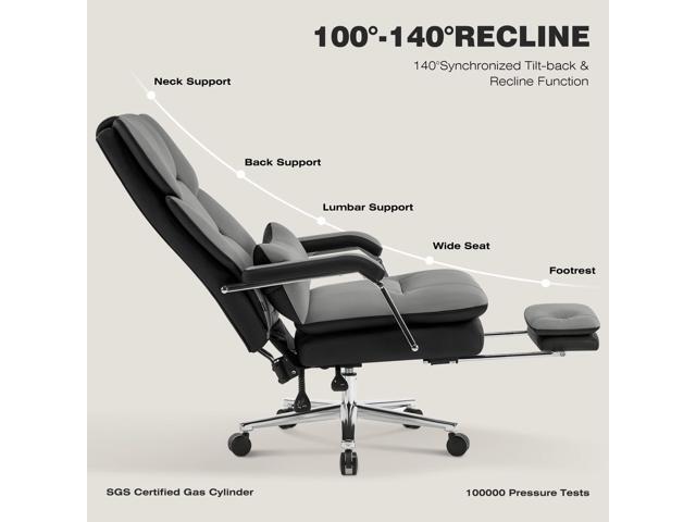 Furniliving Big and Tall Office Chair 500lbs,High Back Executive Leather Office Chair with Footrest,Wide Seat Reclining Desk Chair with Lumbar...